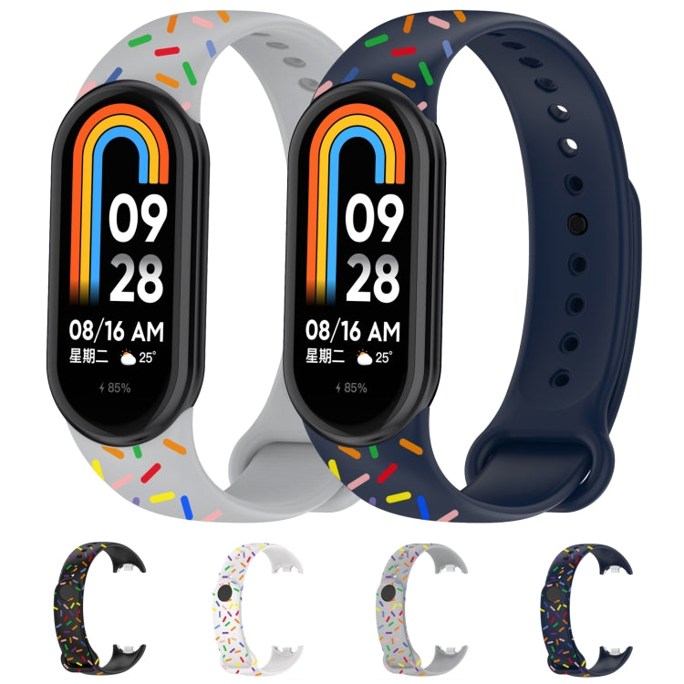 For Xiaomi Band 8 Sports Rainbow Dots Silicone Buckle Watch Band(Black) - Watch Bands by PMC TechLife | Online Shopping South Africa | PMC TechLife