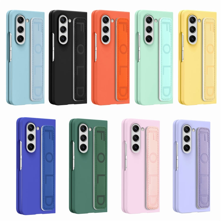 For Samsung Galaxy Z Fold5 5G Integrated Wristband Genuine Leather Phone Case(Orange) - free shipping - PMC TechLife - Order now!