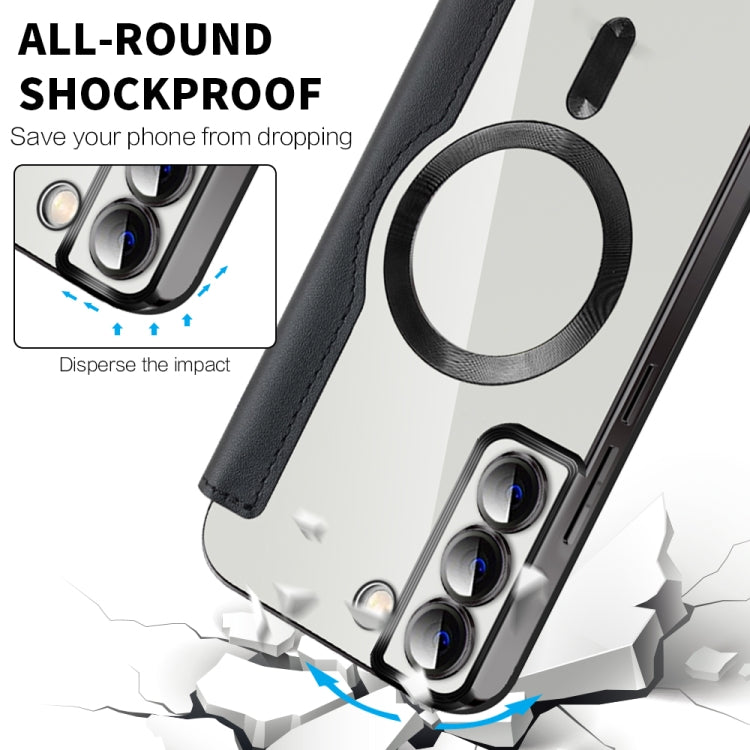 For Samsung Galaxy S23+ 5G Shield Magsafe RFID Anti-theft Rhombus Leather Phone Case(Black) - Galaxy S23+ 5G Cases by PMC TechLife | Online Shopping South Africa | PMC TechLife