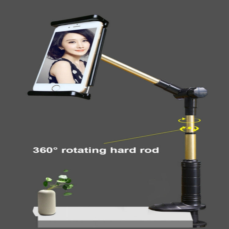 360 Degree Rotation Lazy Mount Folding Long Arm Phone Stand Holder for 4-14 Inch Tablet & Phone(Black Gold) - Lazy Bracket by PMC TechLife | Online Shopping South Africa | PMC TechLife
