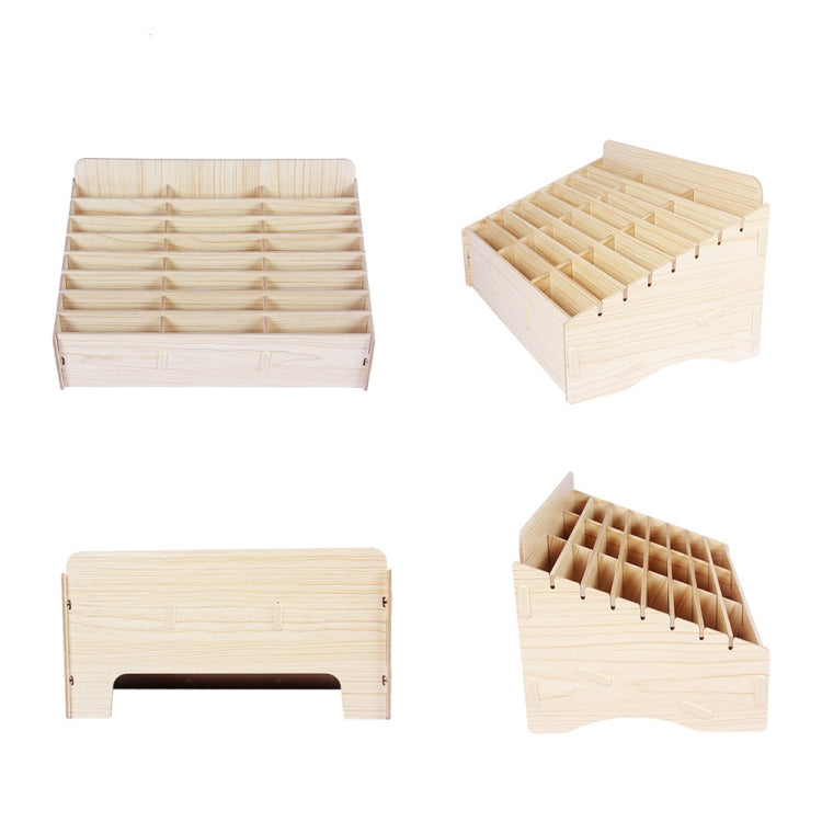 White Oak 24 Grid Wooden Conference Classroom Mobile Phone Organizer Desktop Storage Box - free shipping - PMC TechLife - Order now!
