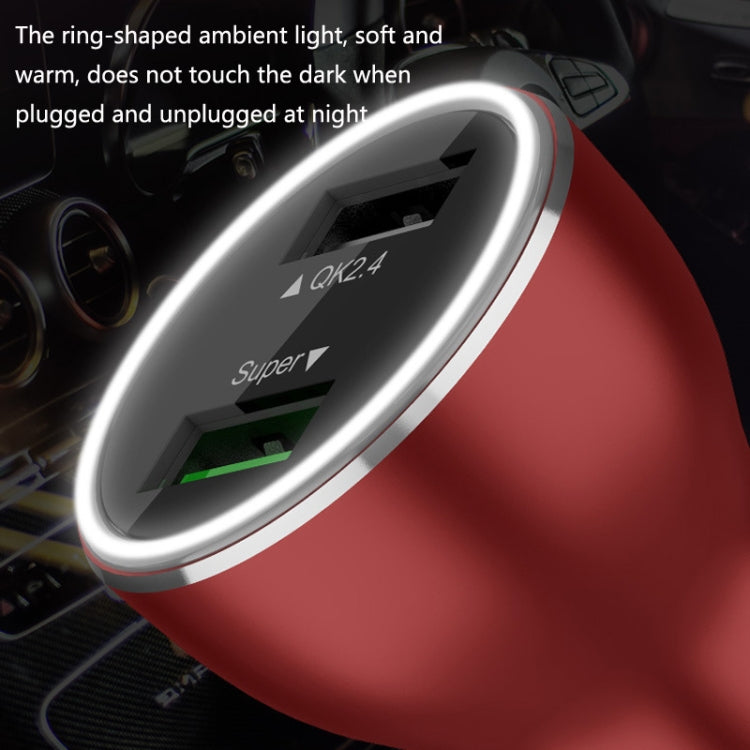 QIAKEY QK505L Dual Ports Fast Charge Car Charger(Red) - Car Charger by QIAKEY | Online Shopping South Africa | PMC TechLife | Buy Now Pay Later Mobicred