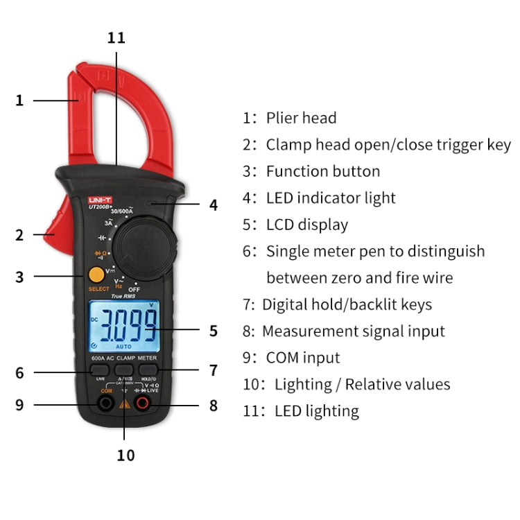 UNI-T UT200A+ 400A Digital Clamp Multimeter AC/DC Voltage Detector Frequency Resistance Tester - free shipping - PMC TechLife - Order now!