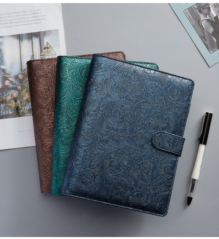 A6 YMX-007 PU Leather Budget Binder Notebook Embossed Model Handbook(Dark Black) - free shipping - PMC TechLife - Order now!