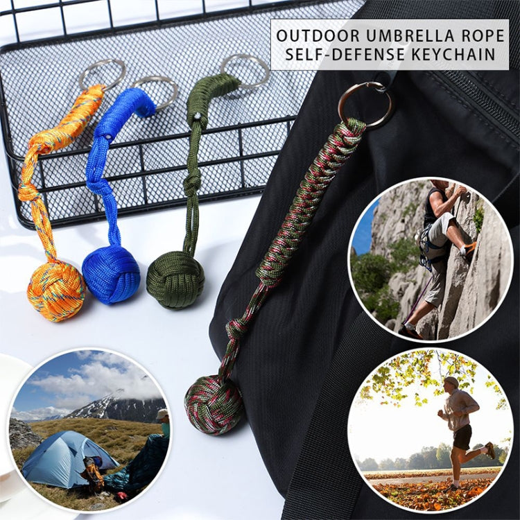 Outdoor Security Protection Black Monkey Fist Steel Ball Bearing Self Defense Lanyard Survival Key Chain(Camouflage Green1) - Self-defense Protection by PMC TechLife | Online Shopping South Africa | PMC TechLife