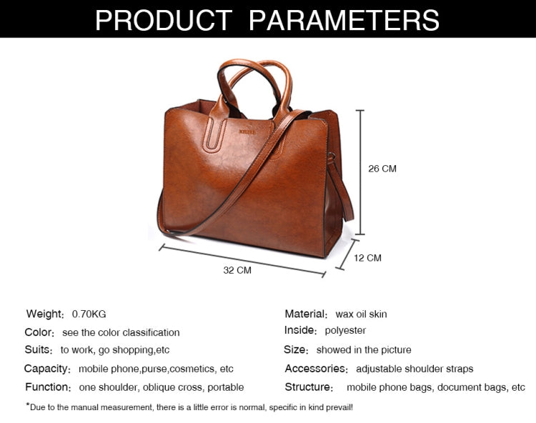 Leather Handbags Big Women Bag Casual Female Bags Trunk Tote Shoulder Bag Ladies Large Bolsos, Color:Burgundy - Handbags by PMC TechLife | Online Shopping South Africa | PMC TechLife