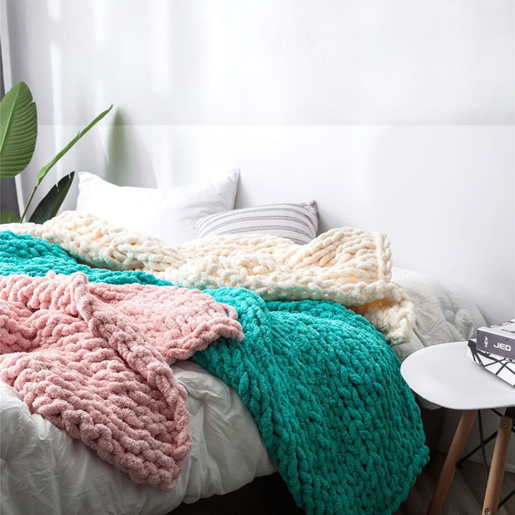 Handmade Thick Wool Knitted Blanket Sofa Chenille Stick Knitted Blanket, Size: 80 x 100 CM(Custard) - Bedding by PMC TechLife | Online Shopping South Africa | PMC TechLife