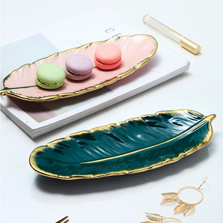 Phnom Penh Ceramic Dessert Plate Feather Plate Banana Leaf Fruit Dried Fruit Storage Tray, Size: Small (Matte Black) - free shipping - PMC TechLife - Order now!