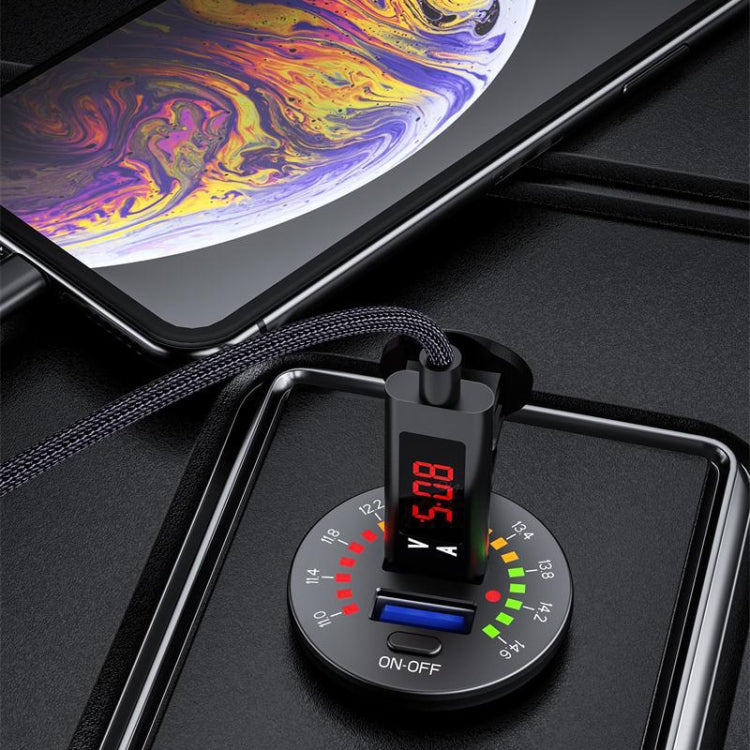 Car Motorcycle Ship Modified With Colorful Screen Display USB Dual QC3.0 Fast Charge Car Charger, Model: P20-C With 60cm Line - DIY Modified Charger by PMC TechLife | Online Shopping South Africa | PMC TechLife