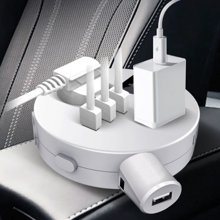 QC3.0 Car 12V 24V To 110V 220V Multi-function Inverter(White Round) - DIY Modified Charger by PMC TechLife | Online Shopping South Africa | PMC TechLife