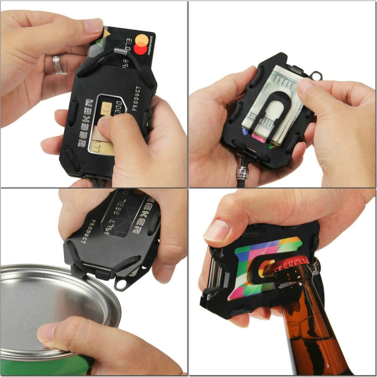ZEEKER Metal Card Holder RFID Multifunctional EDC Wallet Large Capacity Minimalist Card Holder With Bottle Opener Function, Colour: Black Brushed - free shipping - PMC TechLife - Order now!