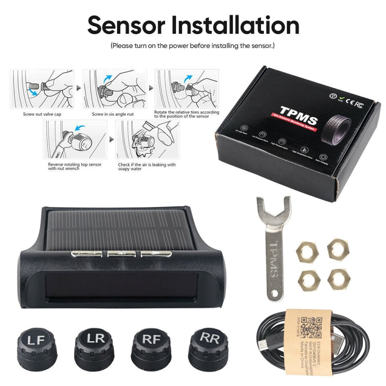 T1 Vehicle-mounted Solar Wireless Tire Pressure Monitoring System General-purpose Vehicle Tire Pressure Thermometer(Black) - Tire Pressure Gauges by PMC TechLife | Online Shopping South Africa | PMC TechLife