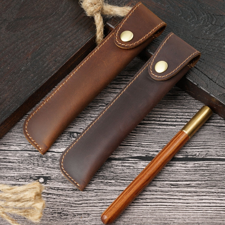 Pen Bag Personality Retro Pure Handmade First Layer Leather Pen Case Protective Cover(Carved Skin Black) - Pen Holder by PMC TechLife | Online Shopping South Africa | PMC TechLife