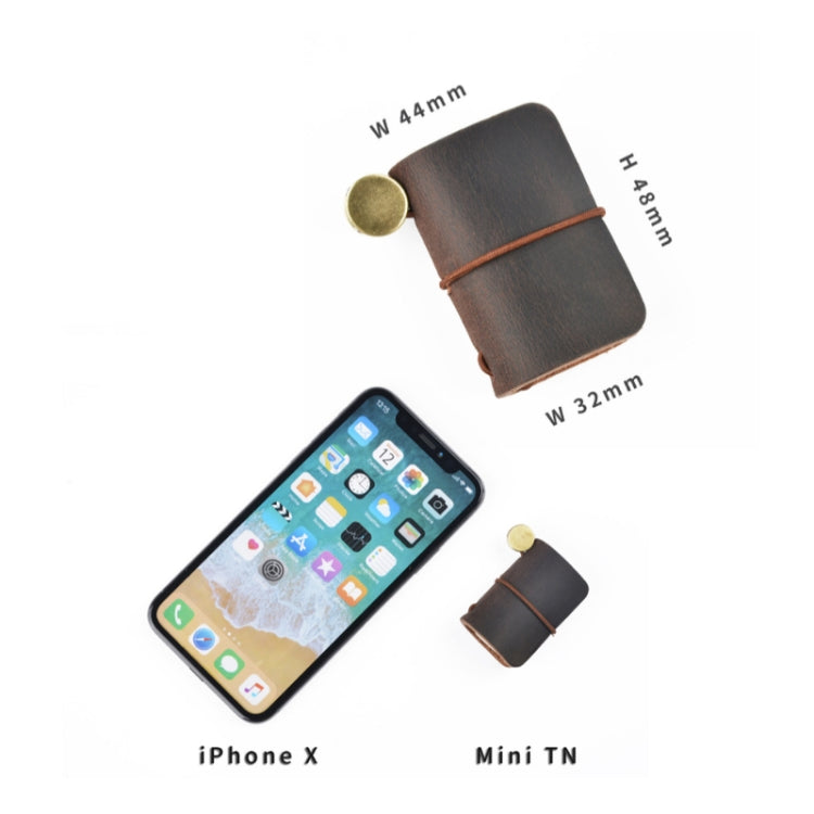 Ultra-Small Mini TN Hand Account Book Leather Notebook Portable Travel Diary(Oil Wax Leather Black) - Notebooks by PMC TechLife | Online Shopping South Africa | PMC TechLife