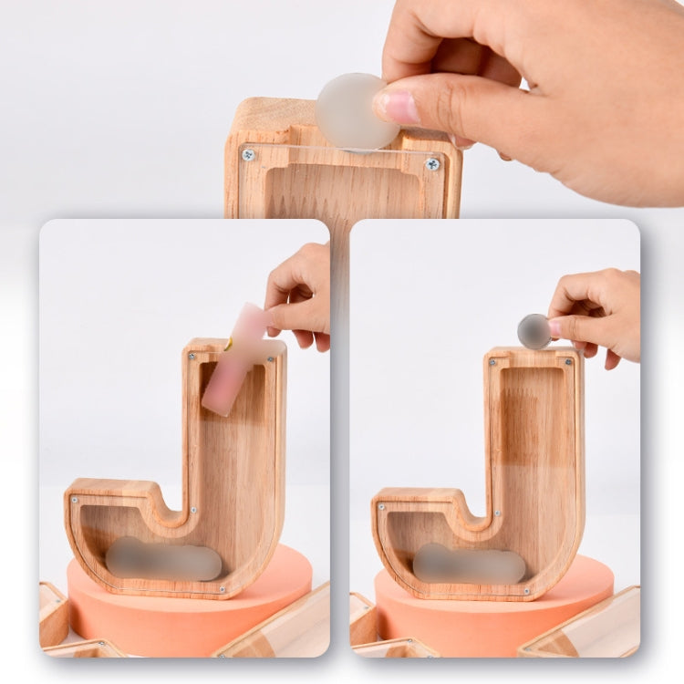 Wooden English Alphabet Piggy Bank Transparent Acrylic Piggy Bank(M) - free shipping - PMC TechLife - Order now!