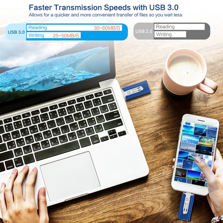 128GB Micro USB + 8 Pin + USB 2.0 3 in 1 Mobile Phone Computer U-Disk(Gold) - U Disk & Card Reader by PMC TechLife | Online Shopping South Africa | PMC TechLife | Buy Now Pay Later Mobicred