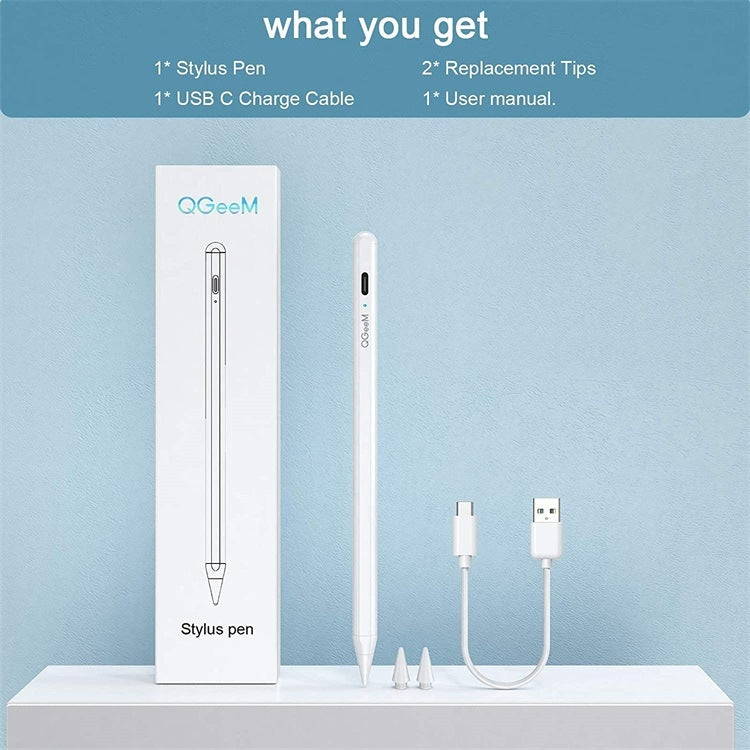 QGeeM ID706 Anti-mistouch Rechargeable Active Stylus for iPad(White) - free shipping - PMC TechLife - Order now!