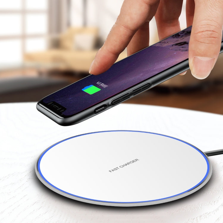 15W Metal Round Wireless Charger Smart Fast Charge(Black + Black Surface) - Wireless Charger by PMC TechLife | Online Shopping South Africa | PMC TechLife