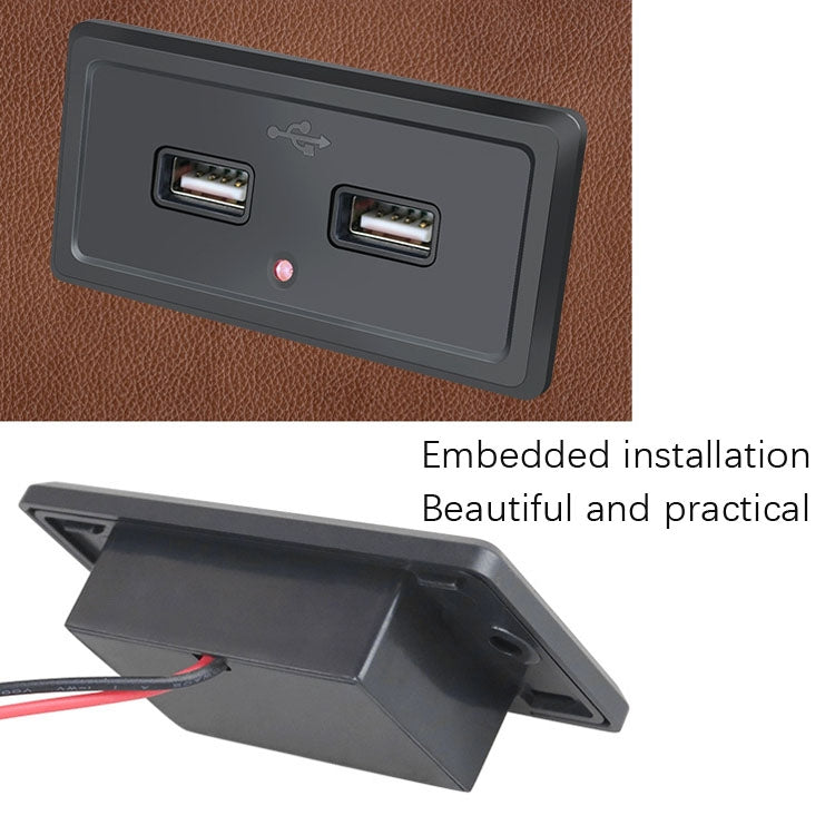 12V24V Route Bus Dual USB Charging Input Car Charger(Red Light) - Car Charger by PMC TechLife | Online Shopping South Africa | PMC TechLife