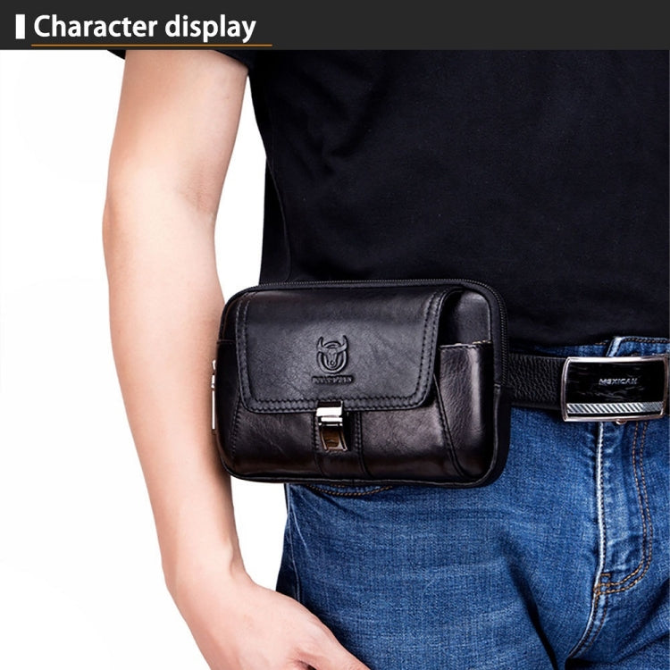 BULL CAPTAIN Multifunctional Leather Mobile Phone Small Waist Bag For Men(Vertical Brown) - free shipping - PMC TechLife - Order now!