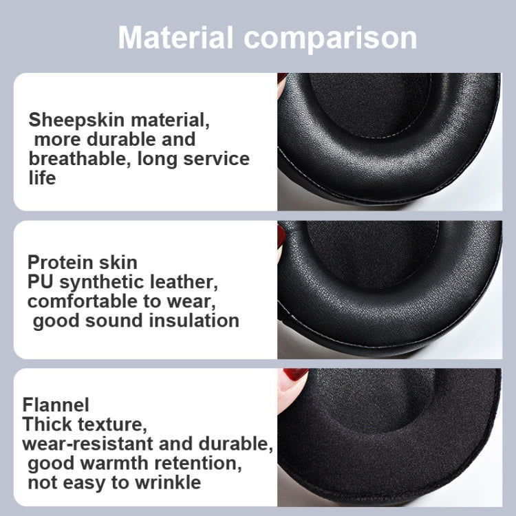 2 PCS Earmuffs for Audio-Technica AD1000X AD2000X AD900X AD700X,Style: Black Protein Skin - Earmuff & Pad by PMC TechLife | Online Shopping South Africa | PMC TechLife