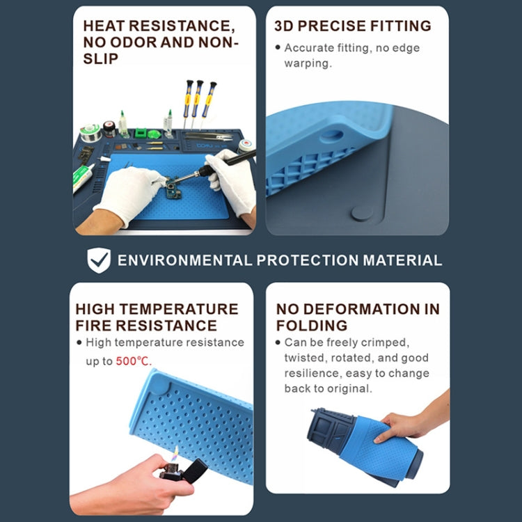 BAKU BA-695 2 in 1 TPR+Silicone Computer Phone Repair Desk Mat Heat Resistant Insulation Mat - free shipping - PMC TechLife - Order now!