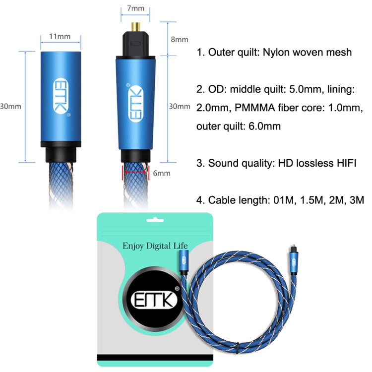 EMK Male To Female SPDIF Paired Digital Optical Audio Extension Cable, Cable Length: 3m (Blue) - free shipping - PMC TechLife - Order now!