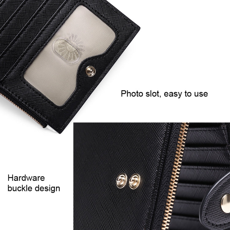 GLQ167 RFID Two-way Folding PU Cross Pattern With Zipper Pocket Wallet(Light Blue) - Antimagnetic RFID Package by PMC TechLife | Online Shopping South Africa | PMC TechLife | Buy Now Pay Later Mobicred
