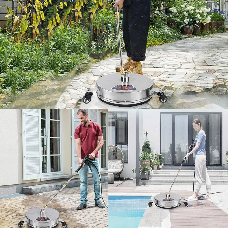 Round Floor Scrubber High Pressure Cleaner, Size: 15 inch Stainless Steel+2 Shots - free shipping - PMC TechLife - Order now!