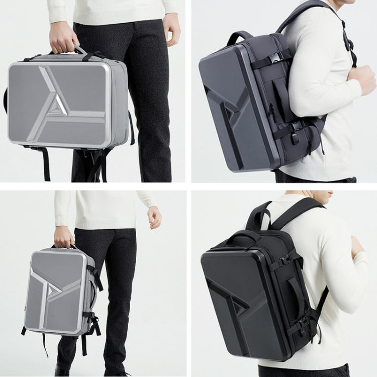 Large-capacity Waterproof Expandable Hard Shell Backpack with USB Charging Hole(161 Light Grey) - Backpack by PMC TechLife | Online Shopping South Africa | PMC TechLife | Buy Now Pay Later Mobicred