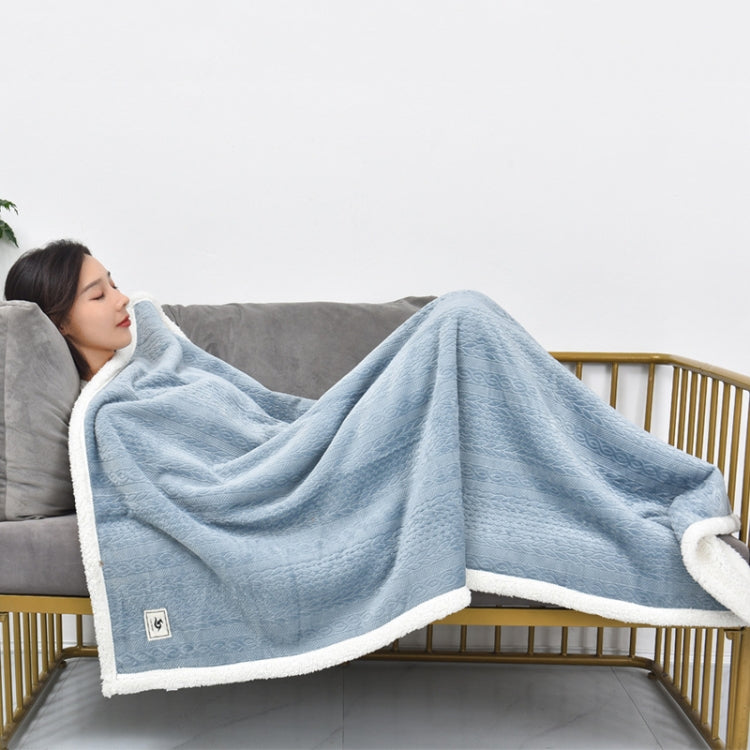 80x130cm Flannel Thickened Embossed Shawl Blanket Office Air Conditioning Blanket(Misty Blue) - Bedding by PMC TechLife | Online Shopping South Africa | PMC TechLife | Buy Now Pay Later Mobicred