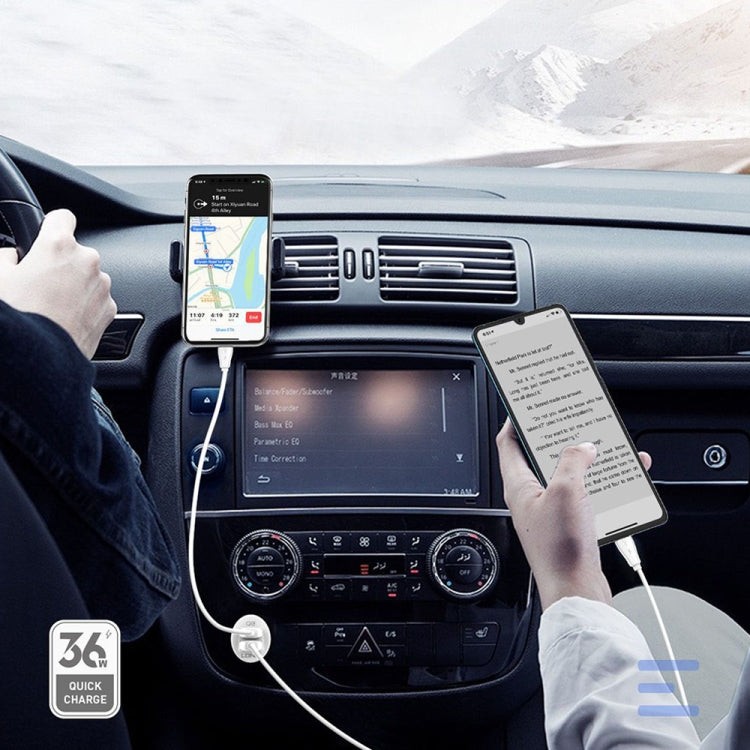 LDNIO C511Q 36W QC 3.0 Phone Fast Charger Dual-USB Ports Smart Car Charger with USB-C/Type-C Cable - Car Charger by LDNIO | Online Shopping South Africa | PMC TechLife