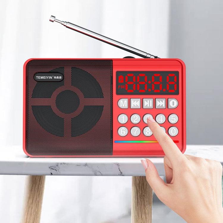 TEMEIYIN LED Digital Display Card Bluetooth Radio Speaker Morning Exercise Portable Player, Color: Red - Desktop Speaker by TEMEIYIN | Online Shopping South Africa | PMC TechLife | Buy Now Pay Later Mobicred