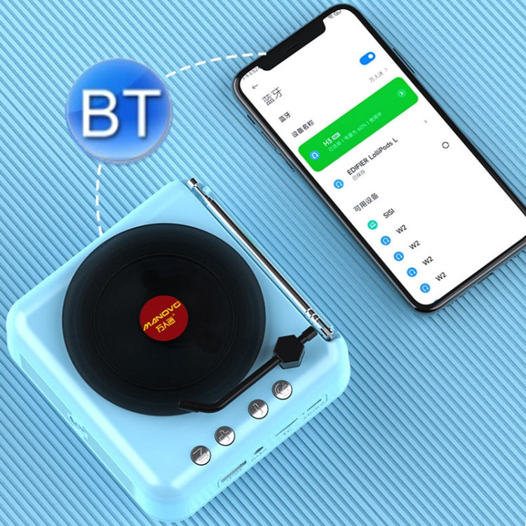 Manovo H3 Macaron Vinyl Record Player Bluetooth Speaker Retro Radio Stereo(Pink) - Mini Speaker by Manovo | Online Shopping South Africa | PMC TechLife | Buy Now Pay Later Mobicred