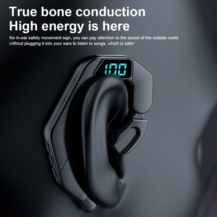 V19 Bone Conduction Digital Display Stereo Hanging Ear Sports Bluetooth Headset(Blue) - Bluetooth Earphone by PMC TechLife | Online Shopping South Africa | PMC TechLife