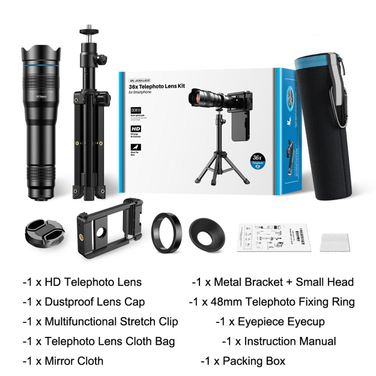 Apexel APL-36XJJ020 36X HD Telescope Universal Telephoto Phone Lens + Clip + Tripod Set - free shipping - PMC TechLife - Order now!