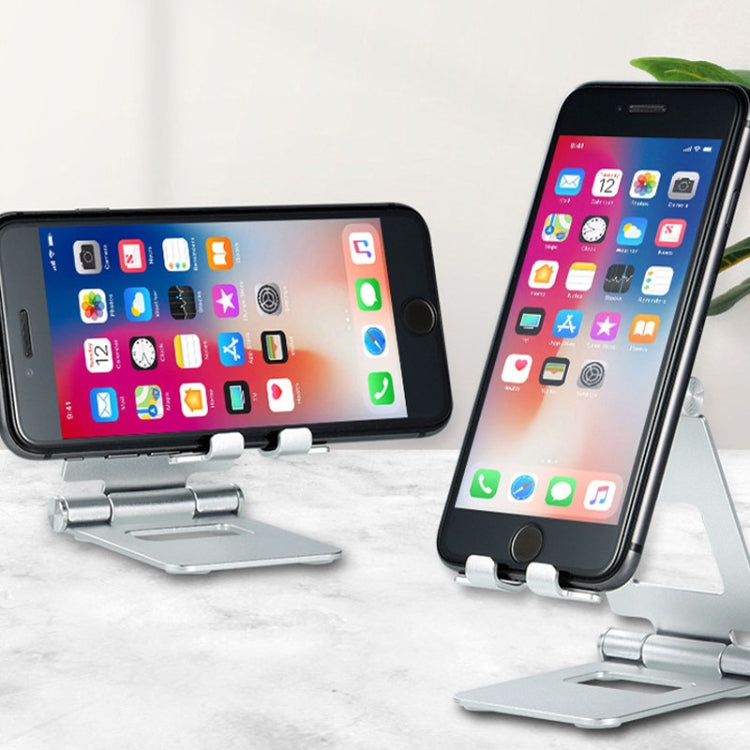 Z10A Aluminum Alloy Double Folding Mobile Phone Holder Desktop Tablet Lazy Holder(Silver) - Desktop Holder by PMC TechLife | Online Shopping South Africa | PMC TechLife