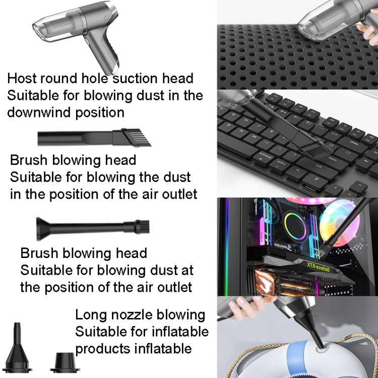 SUITU ST-6671 Wireless Car Vacuum Cleaner Small Handheld Blowing and Suction Dual Use, Style: Basic Model White+Floor Brush - Vacuum Cleaner by SUITU | Online Shopping South Africa | PMC TechLife | Buy Now Pay Later Mobicred
