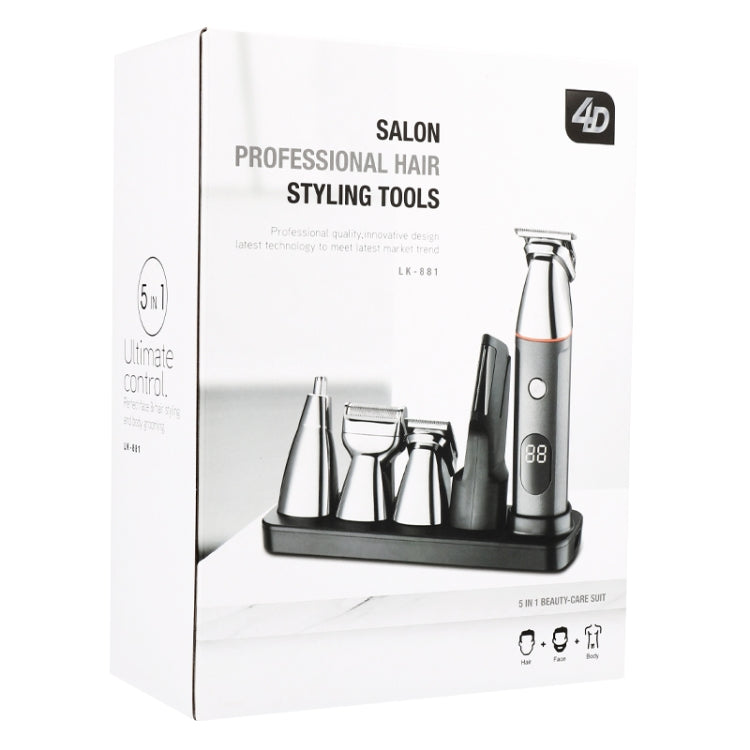 5 In 1 Haircut Digital Display Water Washing Shaver Nose Hair Electric Push Shear Set(Silver) - free shipping - PMC TechLife - Order now!