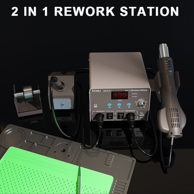 BAKU BA-601C+ Digital Display 2-In-1 Electric Soldering Iron Heat Exchanger Mobile Phone Maintenance Desoldering EU Plug 220V - free shipping - PMC TechLife - Order now!