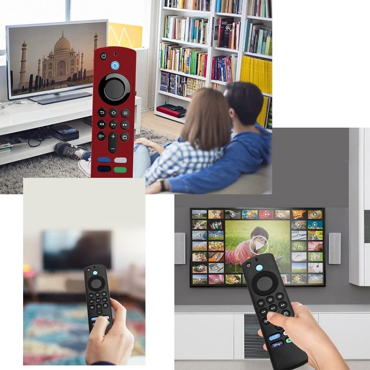 2pcs Remote Control Case For Amazon Fire TV Stick 2021 ALEXA 3rd Gen With Airtag Holder(Black) - Remote Control Covers by PMC TechLife | Online Shopping South Africa | PMC TechLife