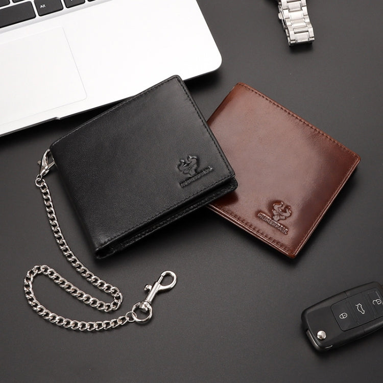 HUMERPAUL RFID Anti-Magnetic Men Pickup Card Bag Metal Chain Short Leather Wallet, Color: Coffee - Antimagnetic RFID Package by HUMERPAUL | Online Shopping South Africa | PMC TechLife | Buy Now Pay Later Mobicred