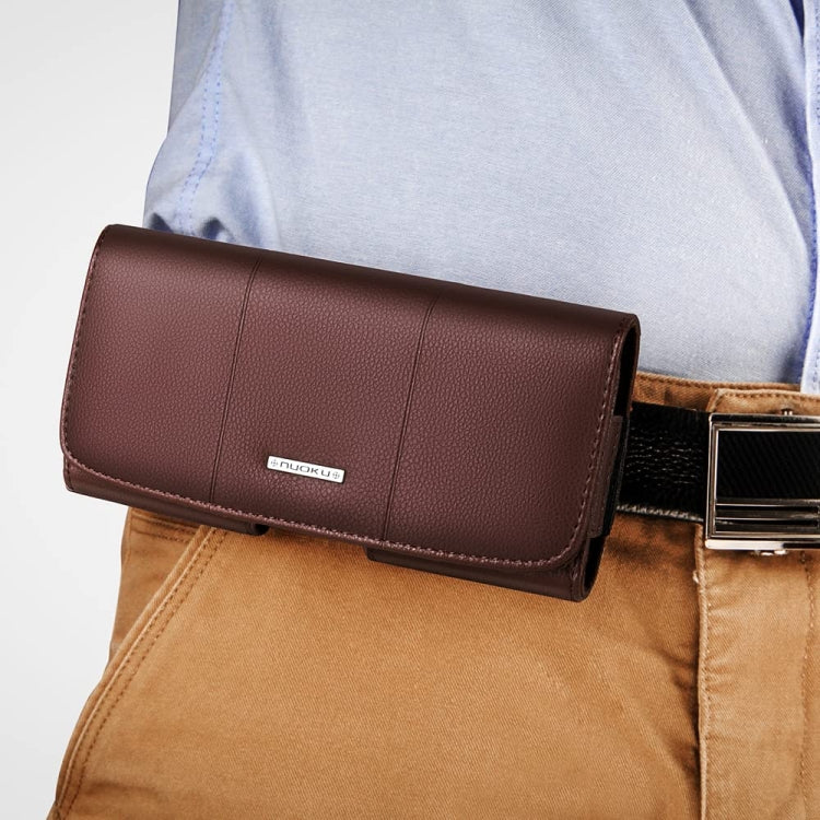 Nuoku Magnetic Flaps Leather Belt Case For Smart Phones, Size: 17.3 x 8 x 2.5cm 6.7 Inch(Brown) - More iPhone Cases by Nuoku | Online Shopping South Africa | PMC TechLife | Buy Now Pay Later Mobicred