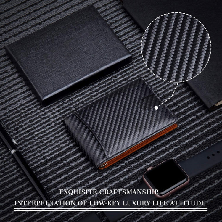 RFID Anti-Theft Brush Leather Multi Card Pocket Coin Wallet Credit Card Case(Carbon Fiber+Orange Inside) - free shipping - PMC TechLife - Order now!