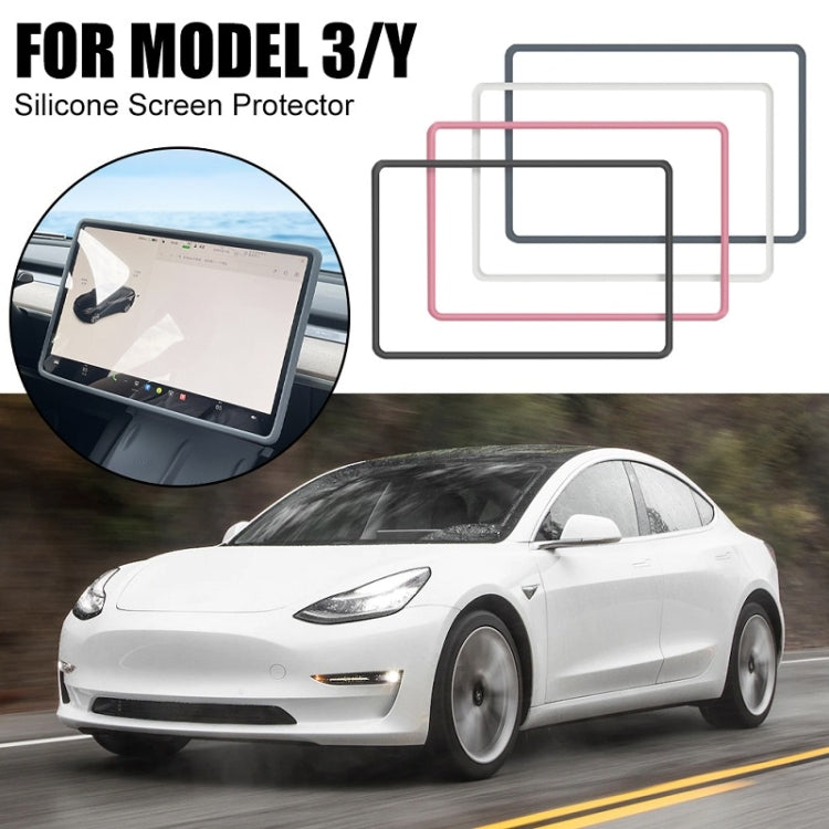 For Tesla Model3/Y Screen Bumper Protective Cover Silicone Frame(Pink) - Car Interior Mouldings by PMC TechLife | Online Shopping South Africa | PMC TechLife | Buy Now Pay Later Mobicred