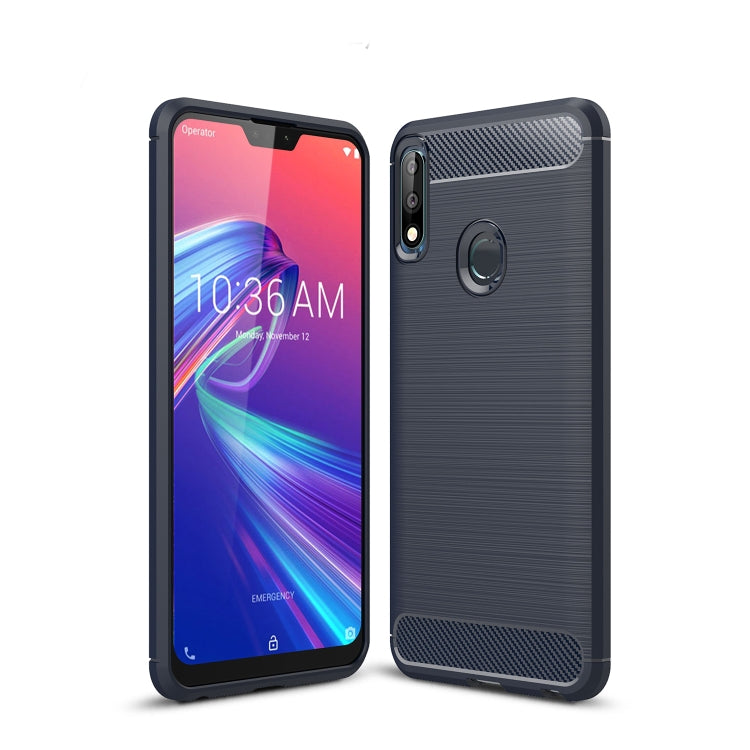 Brushed Texture Carbon Fiber Shockproof TPU Case for ASUS Zenfone Max Pro(M2) (Navy Blue) - ASUS Cases by PMC TechLife | Online Shopping South Africa | PMC TechLife | Buy Now Pay Later Mobicred