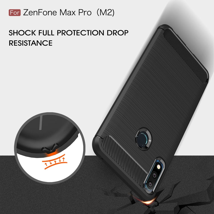 Brushed Texture Carbon Fiber Shockproof TPU Case for ASUS Zenfone Max Pro(M2) (Navy Blue) - ASUS Cases by PMC TechLife | Online Shopping South Africa | PMC TechLife | Buy Now Pay Later Mobicred