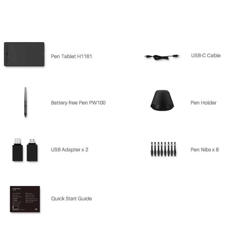 HUION H1161 5080 LPI Touch Strip Art Drawing Tablet for Fun, with Battery-free Pen & Pen Holder - free shipping - PMC TechLife - Order now!