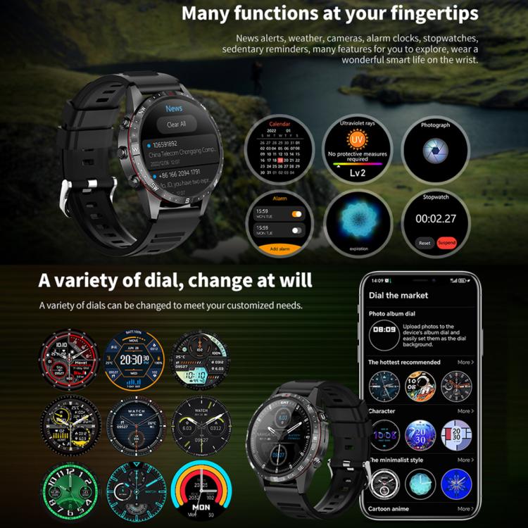 HAMTOD 1.6 inch Waterproof Smart Watch, Support Bluetooth Call / Heart Rate / Blood Oxygen Monitoring / NFC (Black) - free shipping - PMC TechLife - Order now!