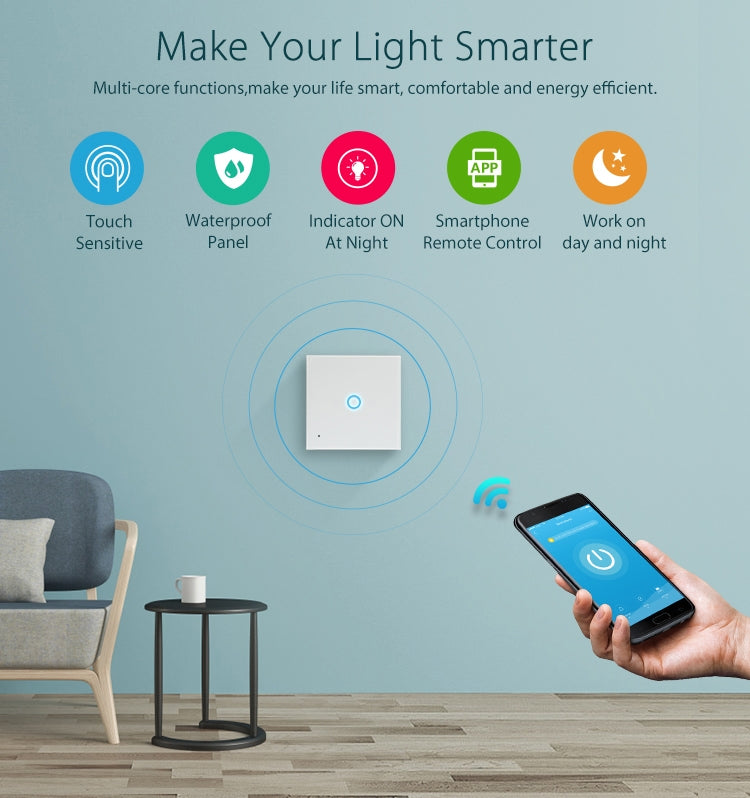 NEO NAS-SC01W Wireless WiFi EU Smart Light Control Switch 1Gang - free shipping - PMC Jewellery - Order now!